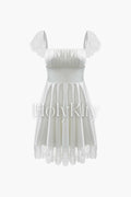 Lace Hem Satin Tie Back Mini Dress