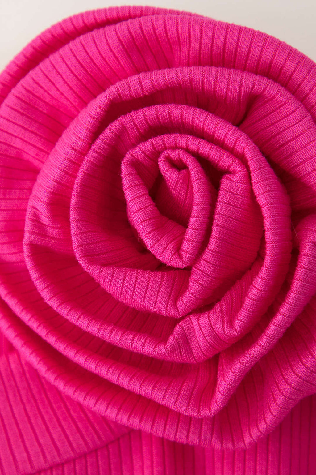 Rose Corsage Rib Knit Ruffle Hem Mini Dress