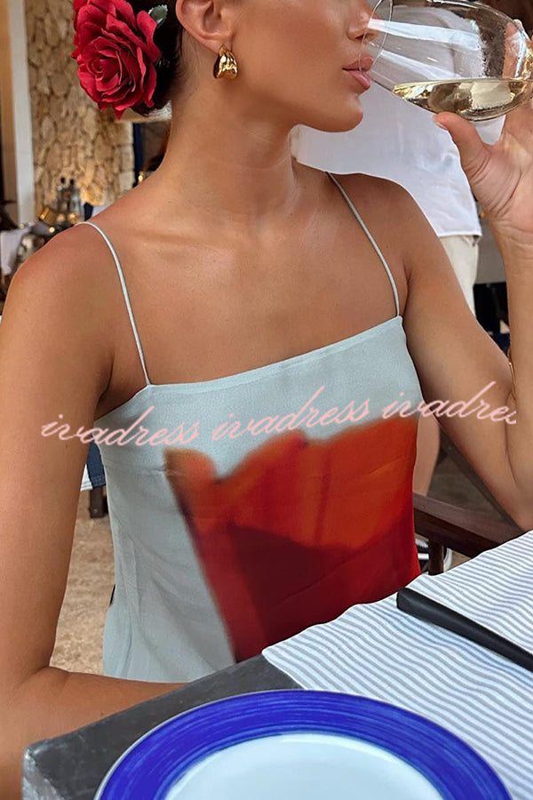 Seasonal Blooms Abstract Tulip Print Slip H-line Vacation Maxi Dress