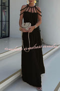 Modern and Sophisticated Linen Blend Draped Braids Cover Up Maxi Dress