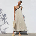 Oblique Shoulder Maxi Dress