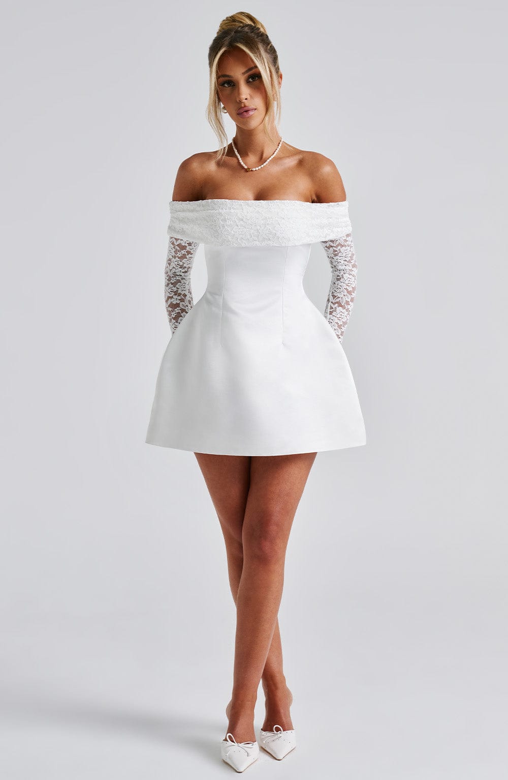 Lace Sleeve Off-Shoulder Mini Dress