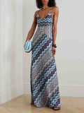 Casual Halter Neck Print Slim-fit Maxi Dress