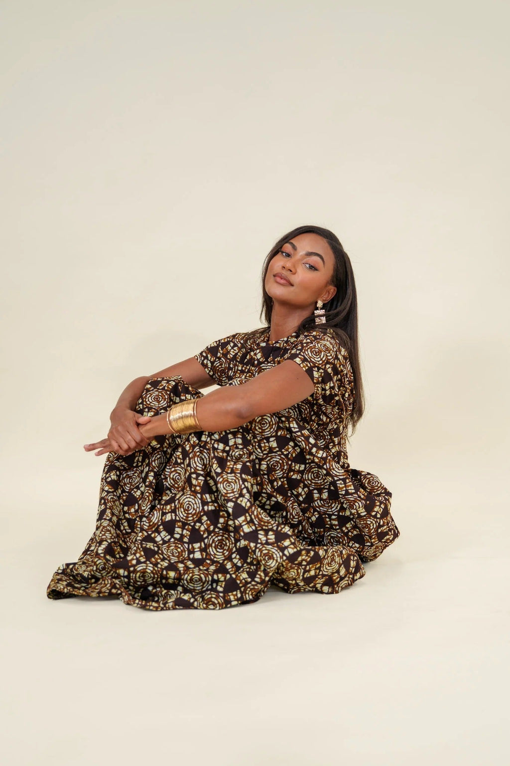 Boho Vortex Flare Maxi Dress