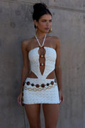 White Hollow Sexy Mini Dress
