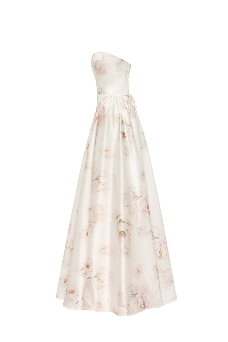 Pink Peony Off-the-Shoulder Maxi Dress