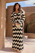 Striped Hollow Maxi Dress