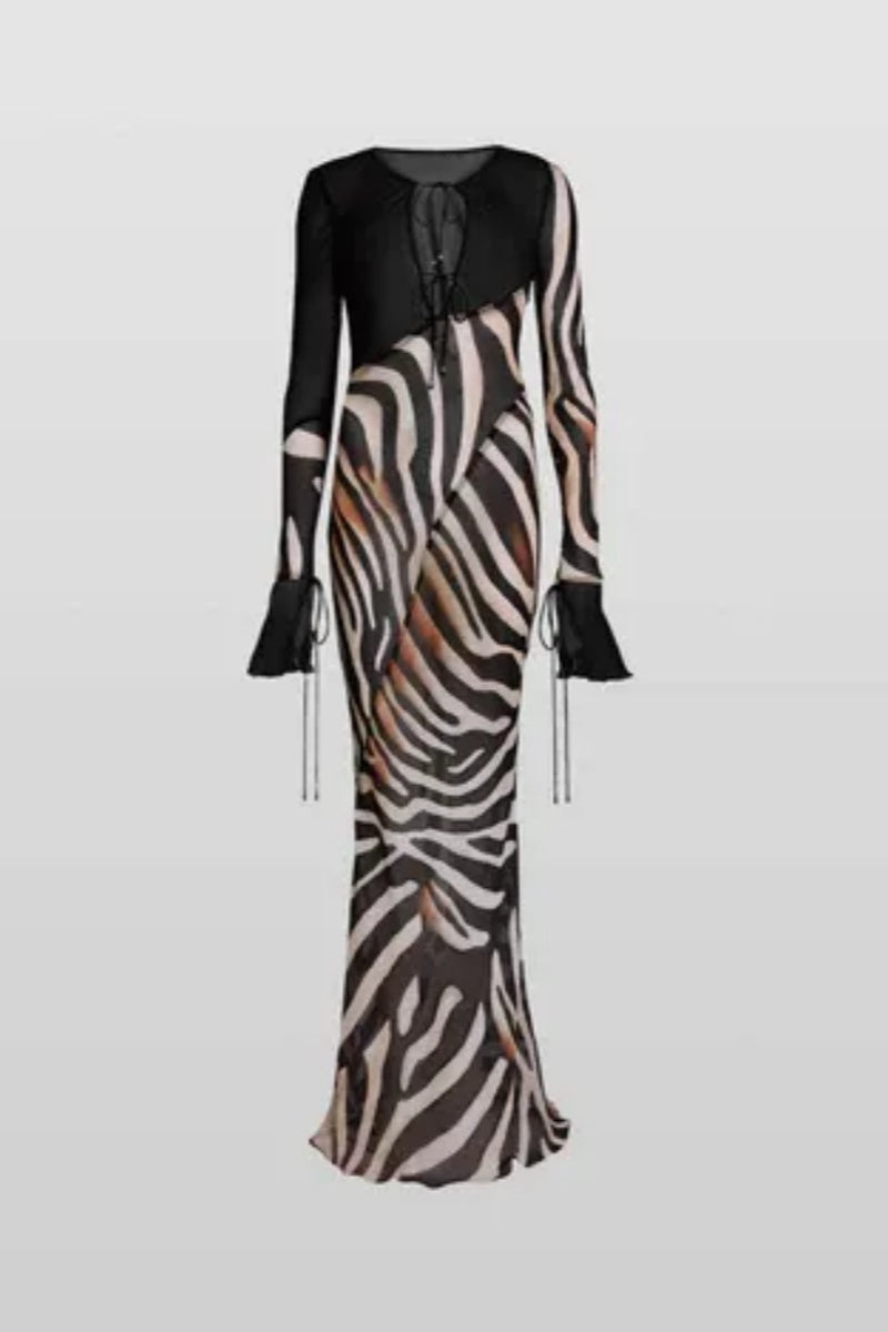 Sexy And Elegant Zebra  Maxi Dress