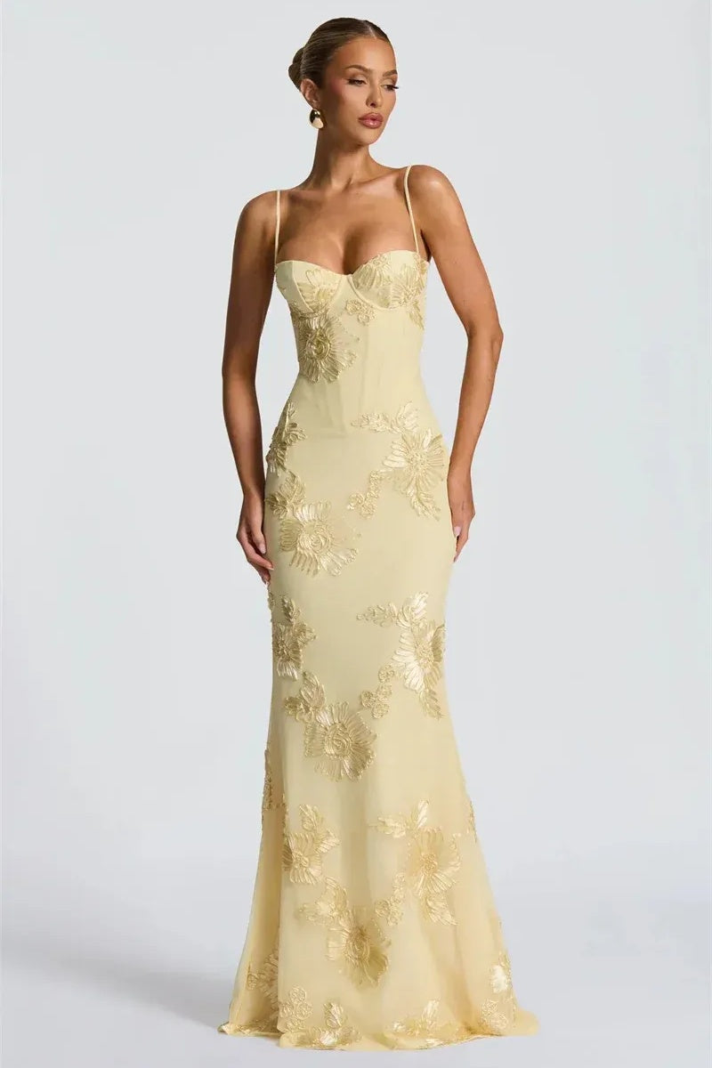 Elegant Slim Mesh Maxi Dress