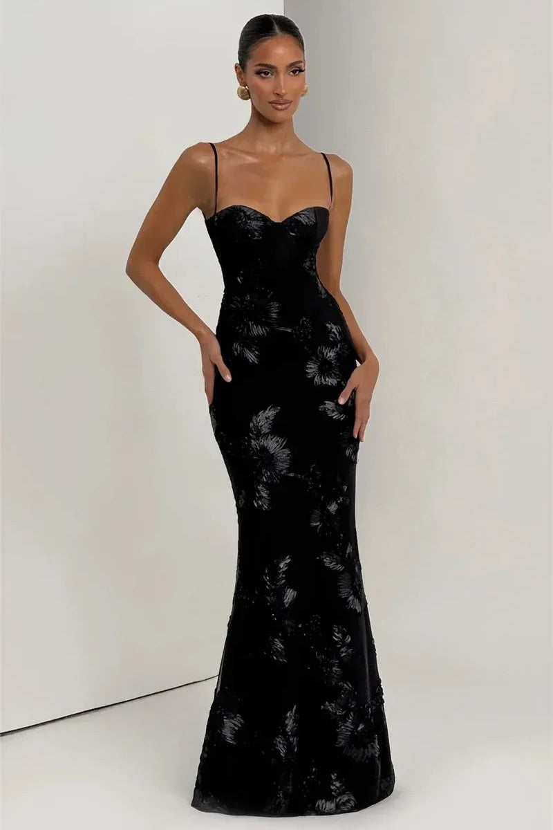 Elegant Slim Mesh Maxi Dress