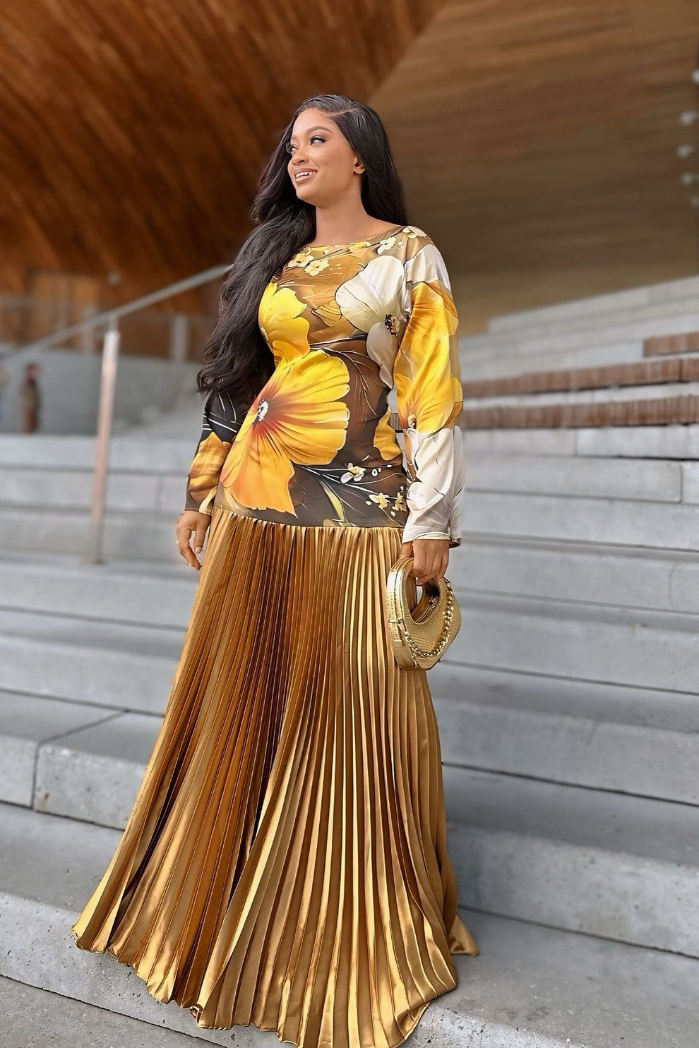 Aurora Pleated Maxi Dress