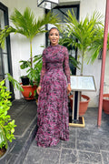 Tropical Print Mesh Maxi Dress