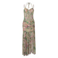 Sleeveless Floral Print High Waist Split Maxi Dress