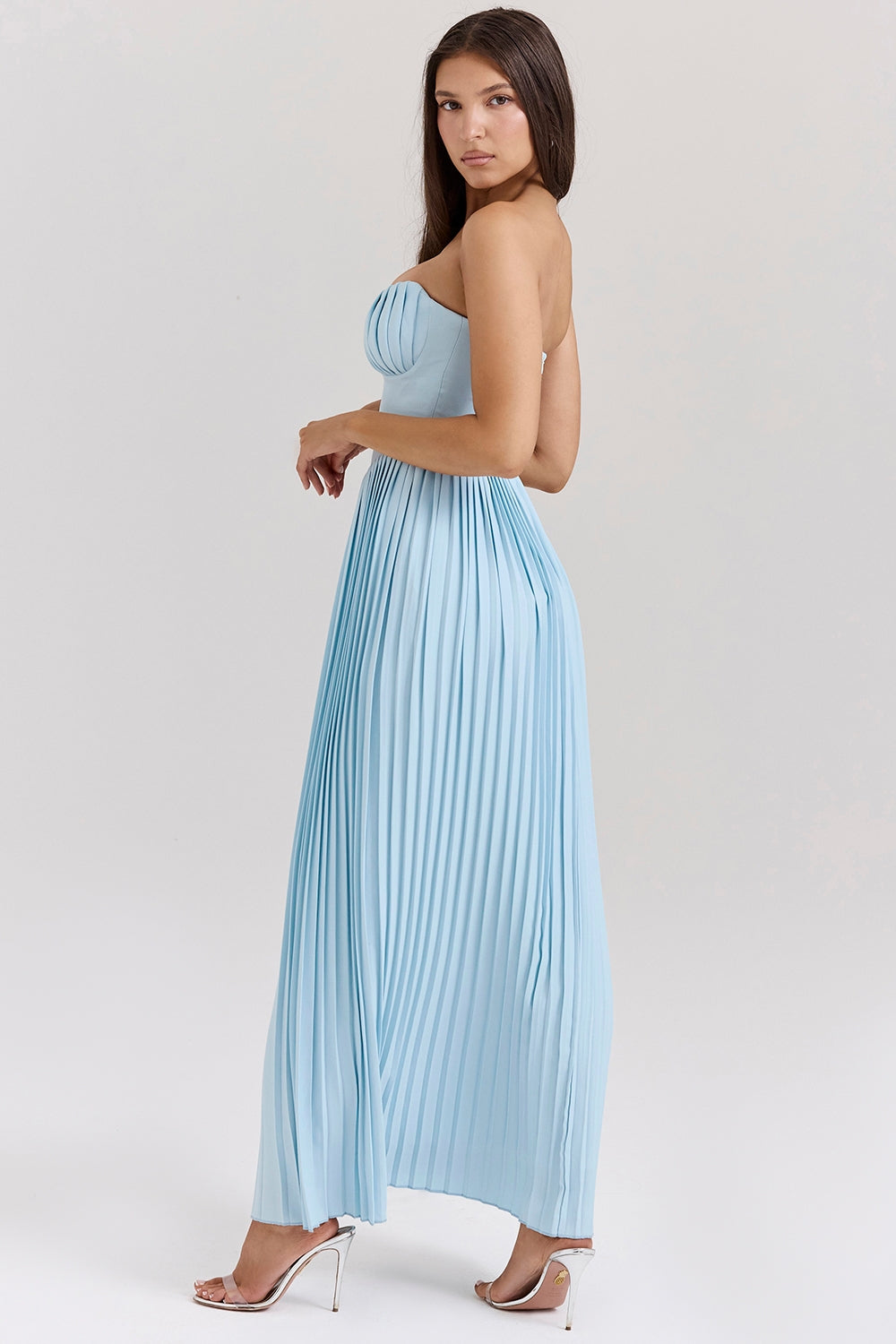 Aurora Pleated Maxi Dress | Corset Bodice | Strapless Silhouette