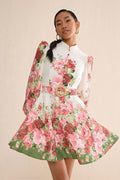 Renata Floral Printed Balloon Sleeves Mini Dress