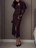 Elegant Lace Shawl Top And Maxi Dress